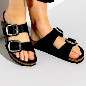 Large silver buckle Birkenstocks size 39